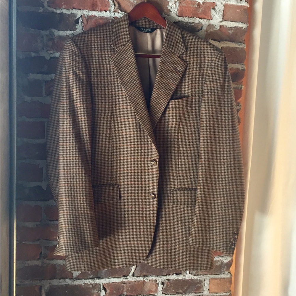 Vintage JoS A Bank Houndstooth Blazer 41R Wool.